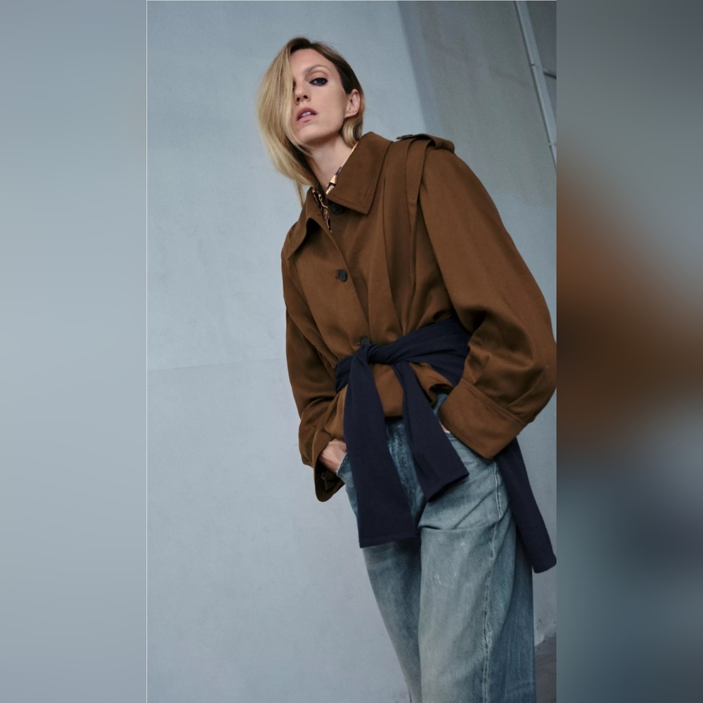 SOLD! Zara PLEATED JACKET WITH TABS ZW COLLECTION - Sold Out Online